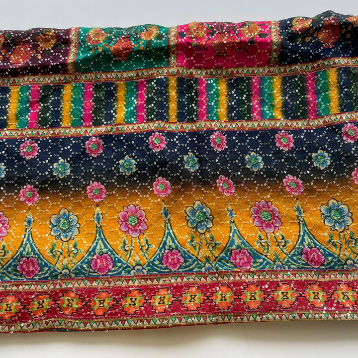 anokherang Dupattas Navratri Multicolor Sequin Embroidered Chinnon Dupatta