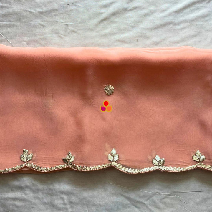 anokherang Dupattas Noorani Peach Gota Patti Organza Dupatta