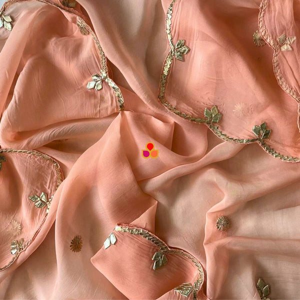 anokherang Dupattas Noorani Peach Gota Patti Organza Dupatta