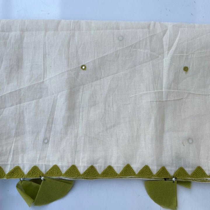 anokherang Dupattas Olive Green Cotton Tassel Dupatta