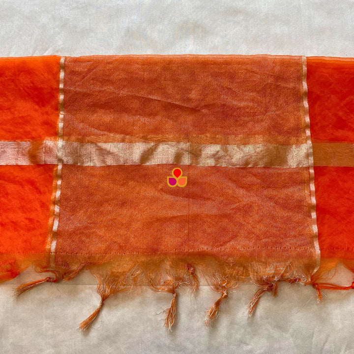 anokherang Dupattas Orange Glow Zari Organza Dupatta