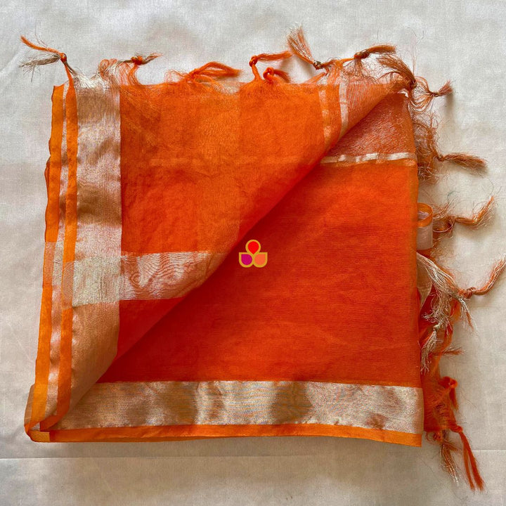 anokherang Dupattas Orange Glow Zari Organza Dupatta