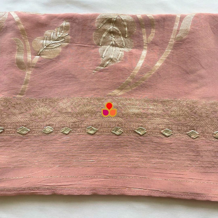 anokherang Dupattas Peach Royale Gota Zari Elegance Organza Dupatta