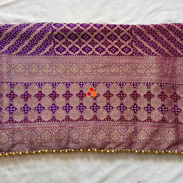 anokherang Dupattas Pink and Purple Banarasi Bandhani Georgette Dupatta