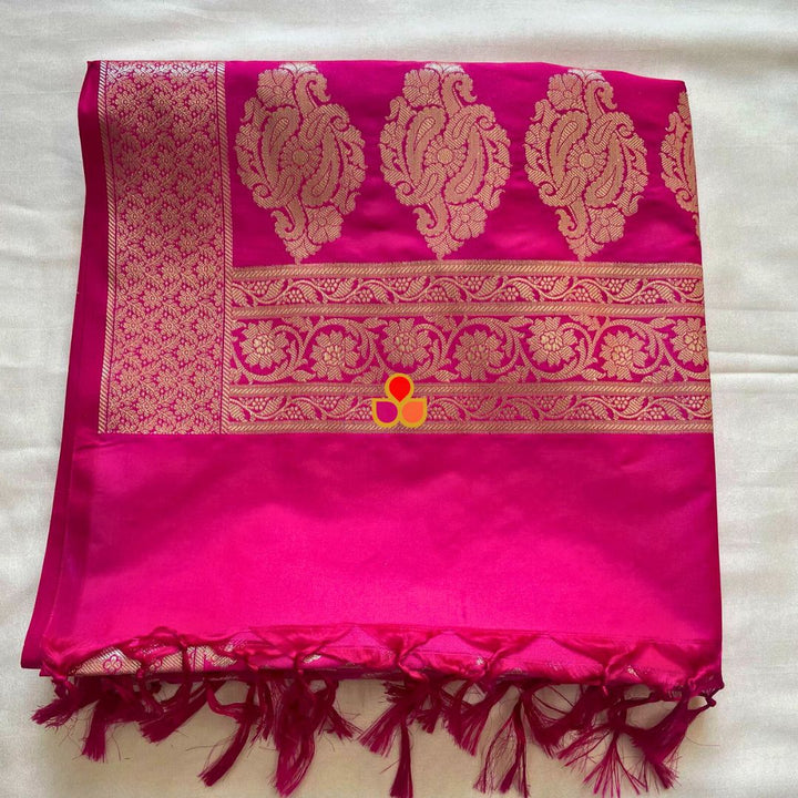 anokherang Dupattas Pink Banarasi Silk Dupatta