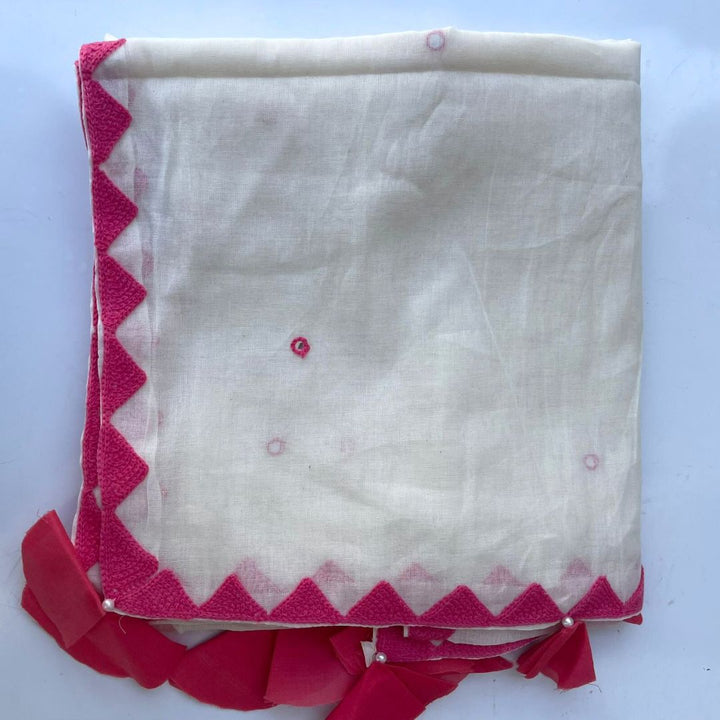 anokherang Dupattas Pink Cotton Tassel Dupatta