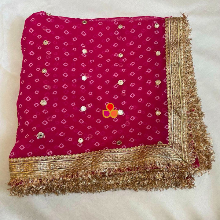 anokherang Dupattas Pink Georgette Bandhani Dupatta