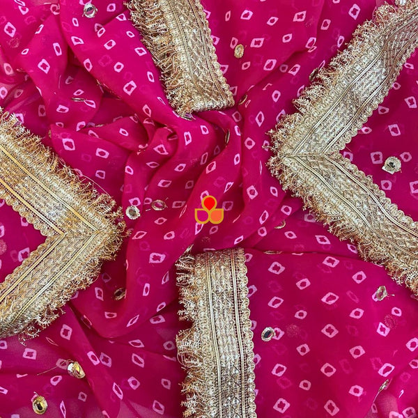 anokherang Dupattas Pink Georgette Bandhani Dupatta