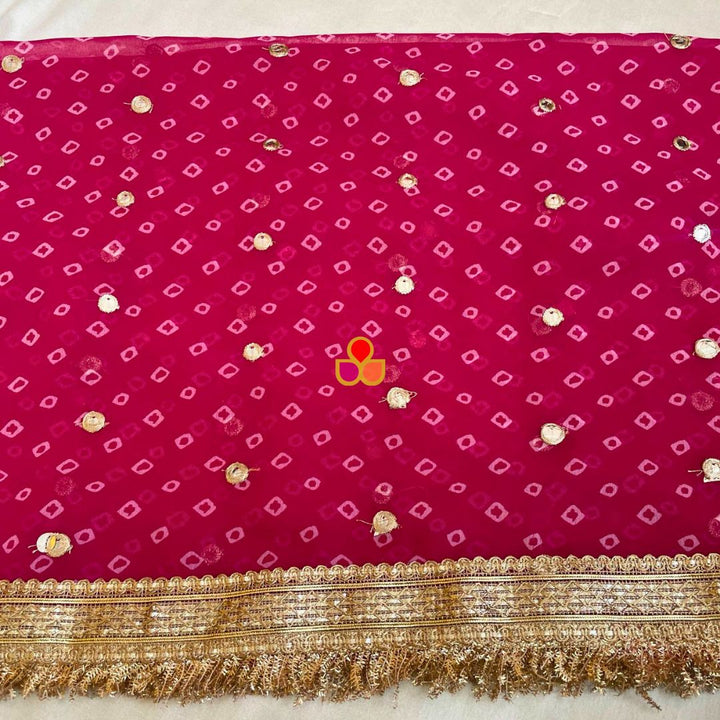 anokherang Dupattas Pink Georgette Bandhani Dupatta