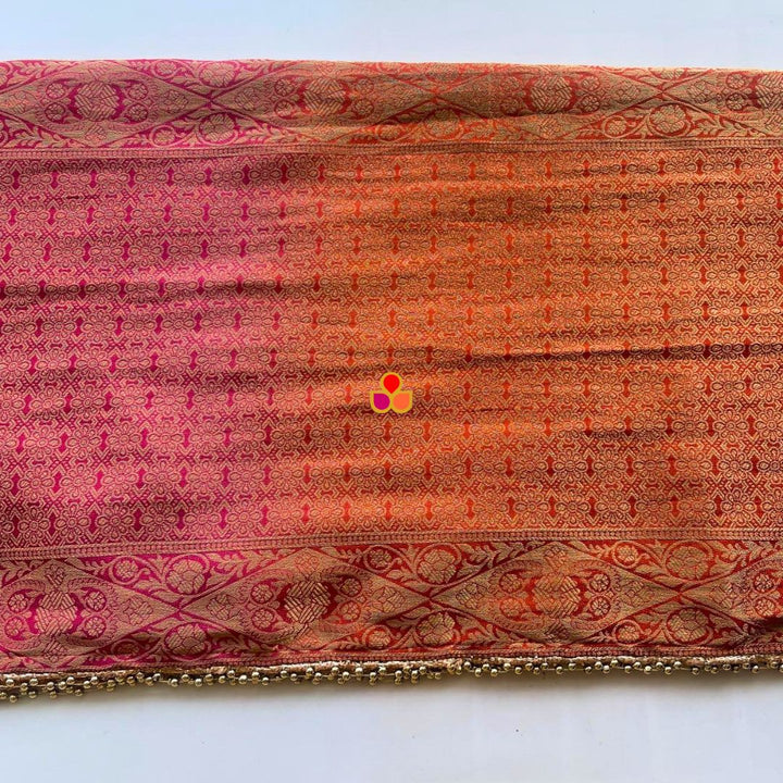anokherang Dupattas Pink Orange Meera Festive Banarasi Georgette Dupatta