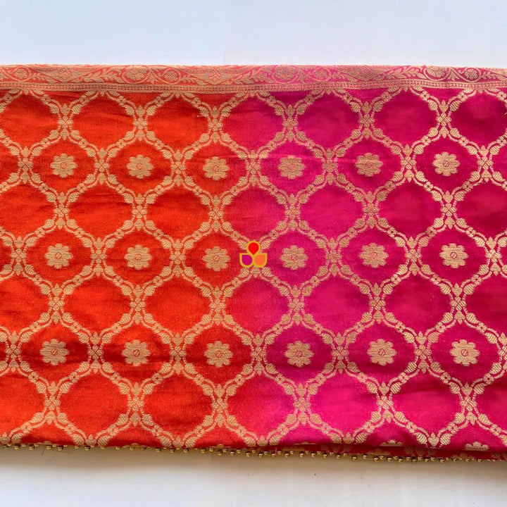 anokherang Dupattas Pink Orange Meera Festive Banarasi Georgette Dupatta