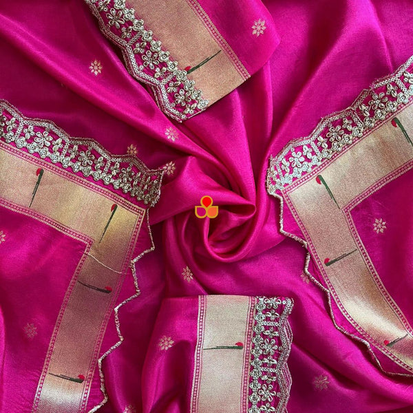 anokherang Dupattas Pink Pathani Silk Dupatta