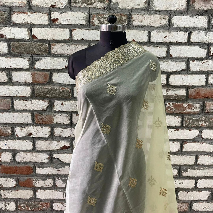 anokherang Dupattas Pista Green Gota Patti Organza Dupatta