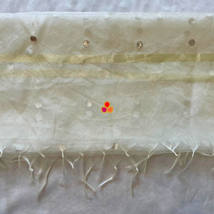 anokherang Dupattas Pure White Foil Organza Dupatta