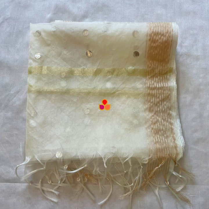anokherang Dupattas Pure White Foil Organza Dupatta