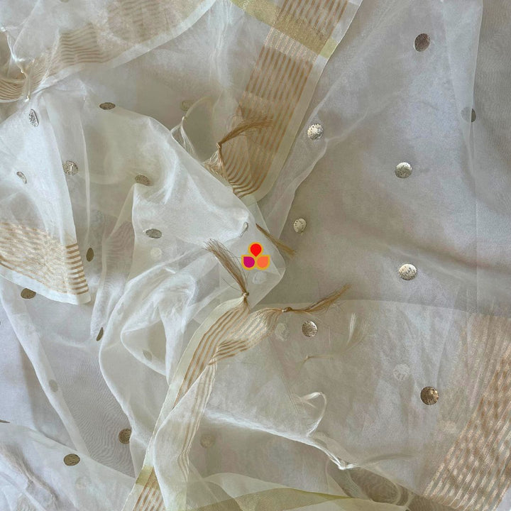 anokherang Dupattas Pure White Foil Organza Dupatta