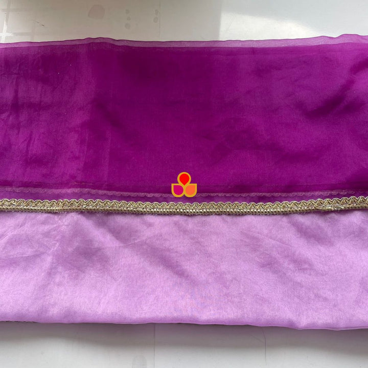 anokherang Dupattas Purple Haze Organza Laced Dupatta