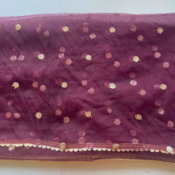 anokherang Dupattas Purple Net Sequin Jhilmil Dupatta