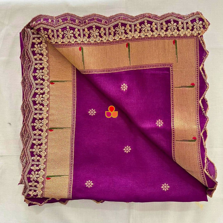 anokherang Dupattas Purple Pathani Silk Dupatta