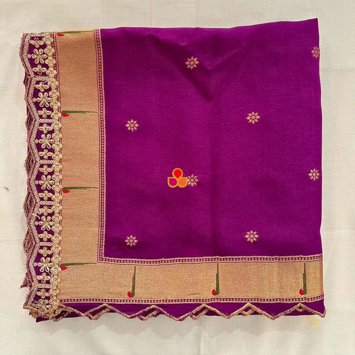 anokherang Dupattas Purple Pathani Silk Dupatta