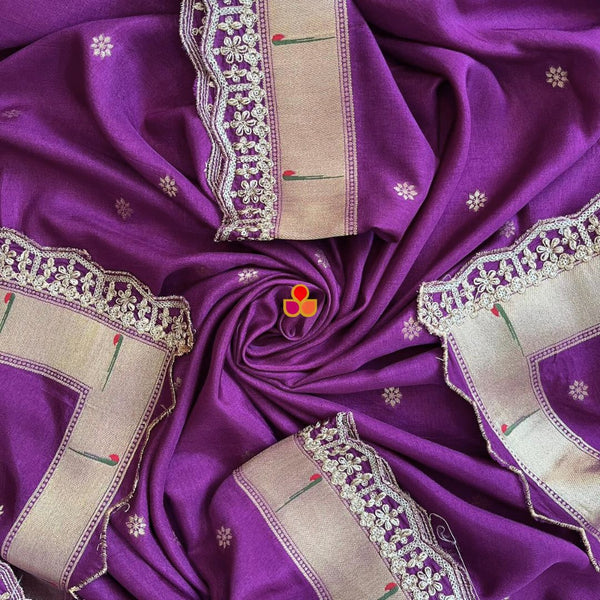 anokherang Dupattas Purple Pathani Silk Dupatta