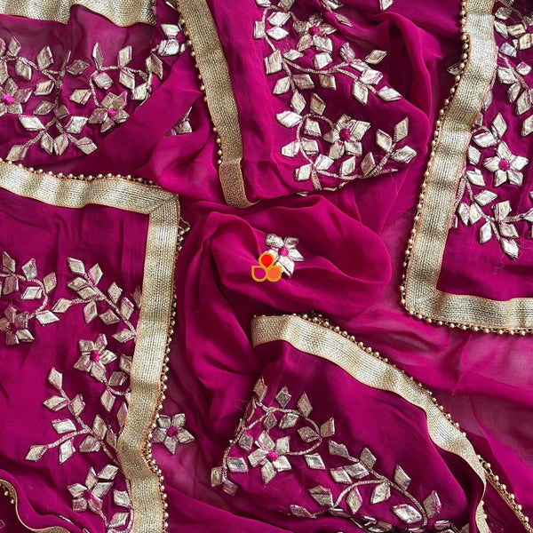 anokherang Dupattas Purple Punch Colorful Floral Embroidered Chiffon Dupatta