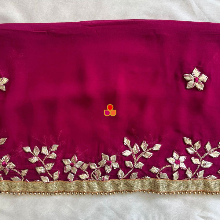 anokherang Dupattas Purple Punch Colorful Floral Embroidered Chiffon Dupatta