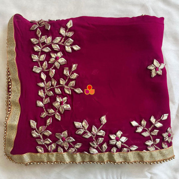 anokherang Dupattas Purple Punch Colorful Floral Embroidered Chiffon Dupatta