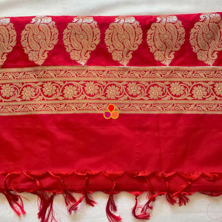anokherang Dupattas Red Banarasi Silk Dupatta