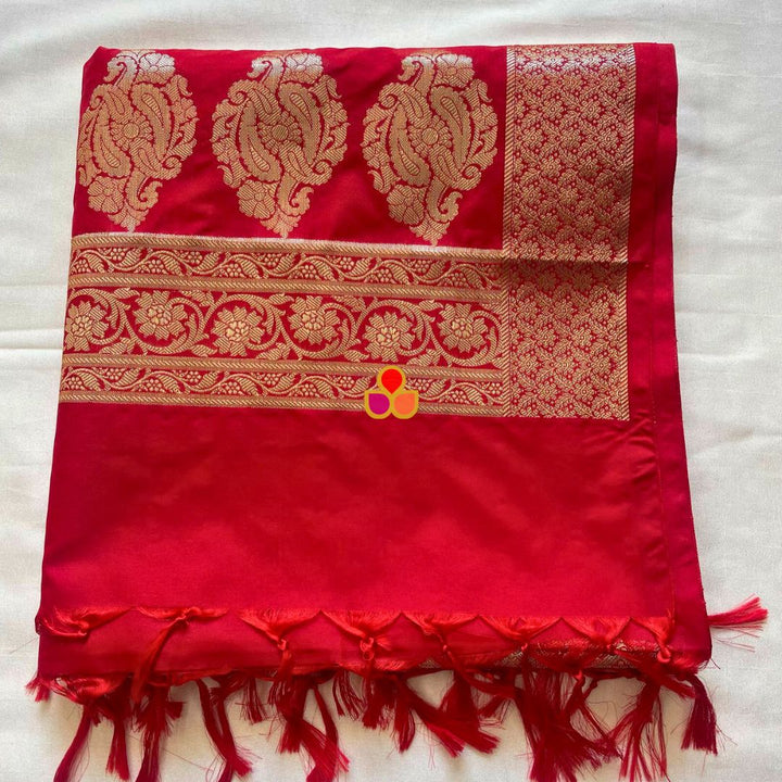 anokherang Dupattas Red Banarasi Silk Dupatta