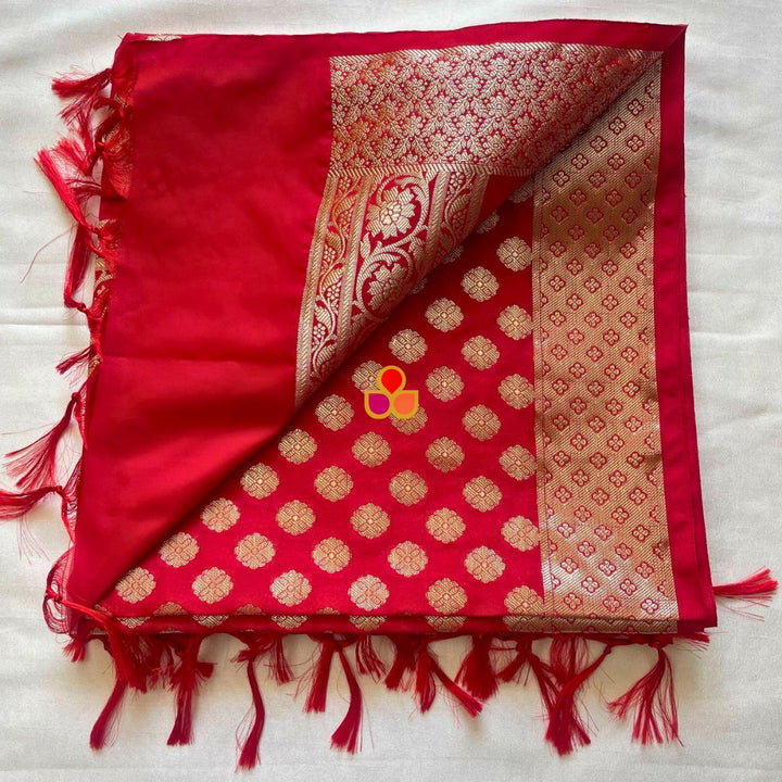 anokherang Dupattas Red Banarasi Silk Dupatta