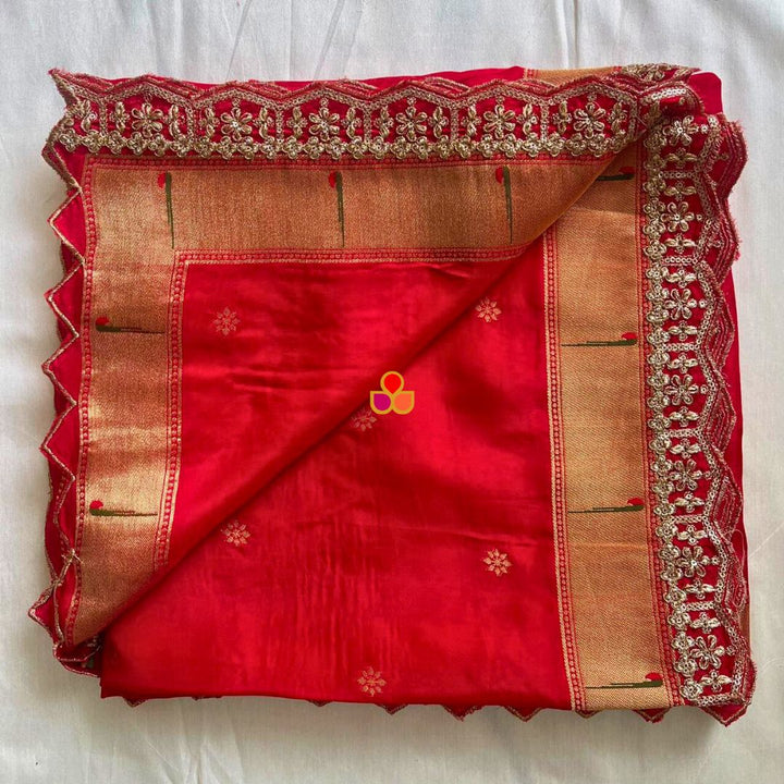 anokherang Dupattas Red Pathani Silk Dupatta