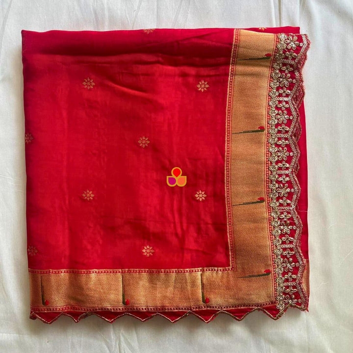 anokherang Dupattas Red Pathani Silk Dupatta