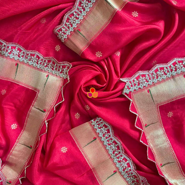 anokherang Dupattas Red Pathani Silk Dupatta