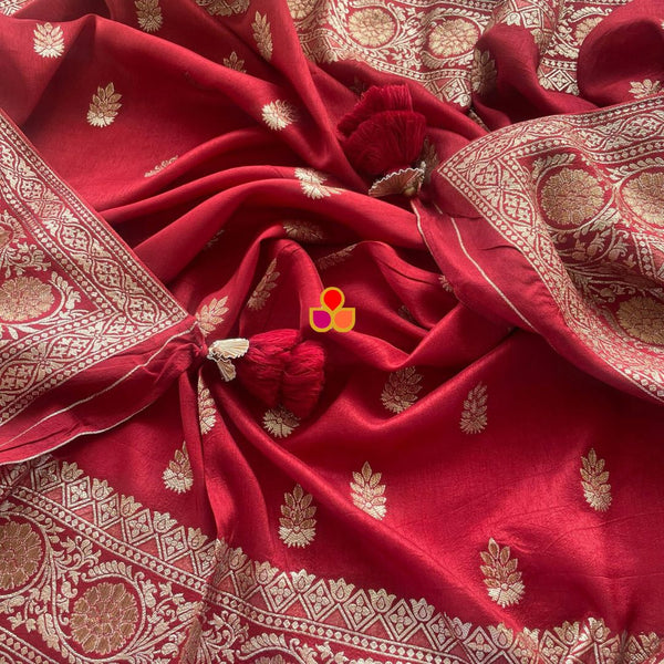 anokherang Dupattas Ruby Maroon Banarasi Silk Dupatta