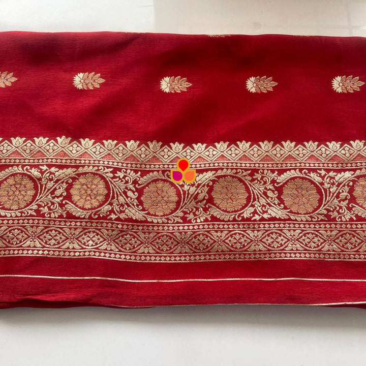 anokherang Dupattas Ruby Maroon Banarasi Silk Dupatta