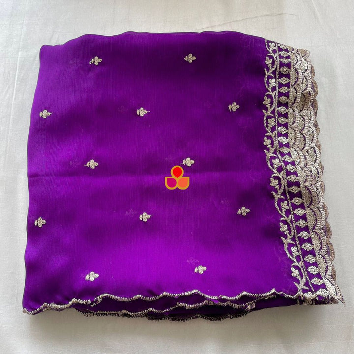 anokherang Dupattas Ruby Purple textured Chinon Dupatta