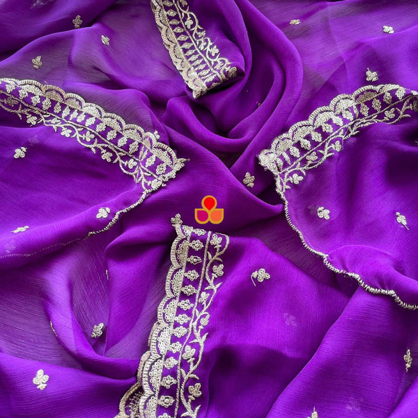 anokherang Dupattas Ruby Purple textured Chinon Dupatta