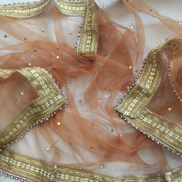 anokherang Dupattas Rust Smiles net stone Dupatta