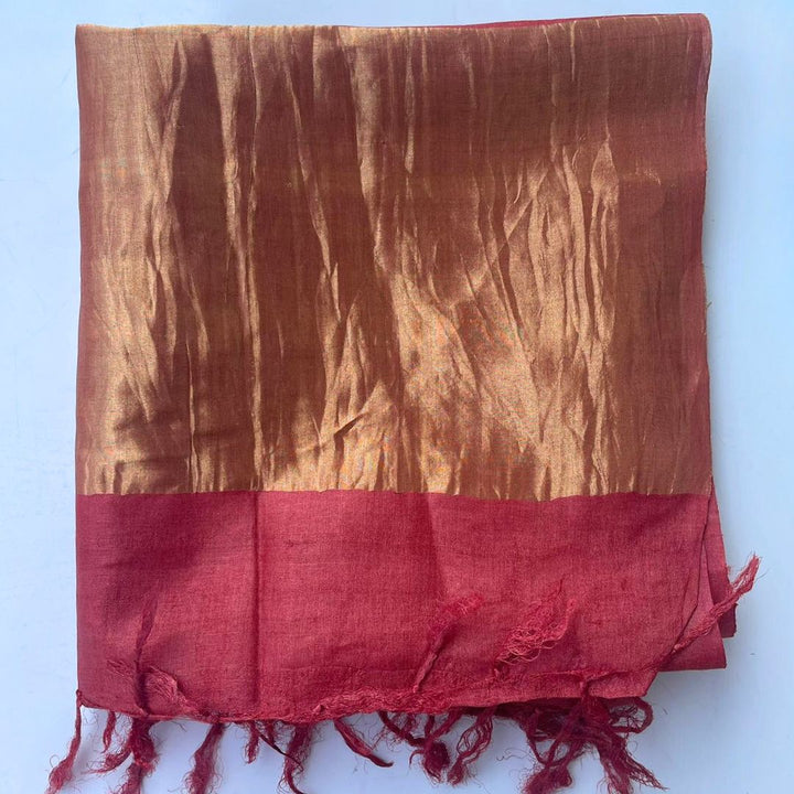 anokherang Dupattas Rust Tussar Zari Silk Dupatta
