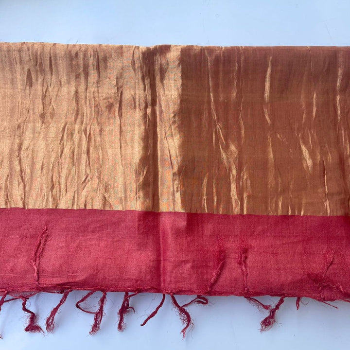 anokherang Dupattas Rust Tussar Zari Silk Dupatta