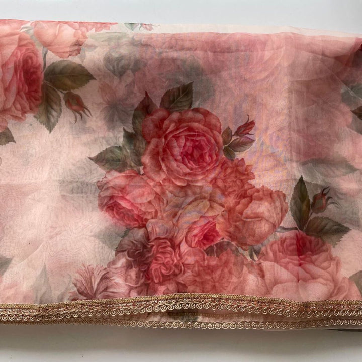 anokherang Dupattas Sheer Floral Printed Organza Dupatta