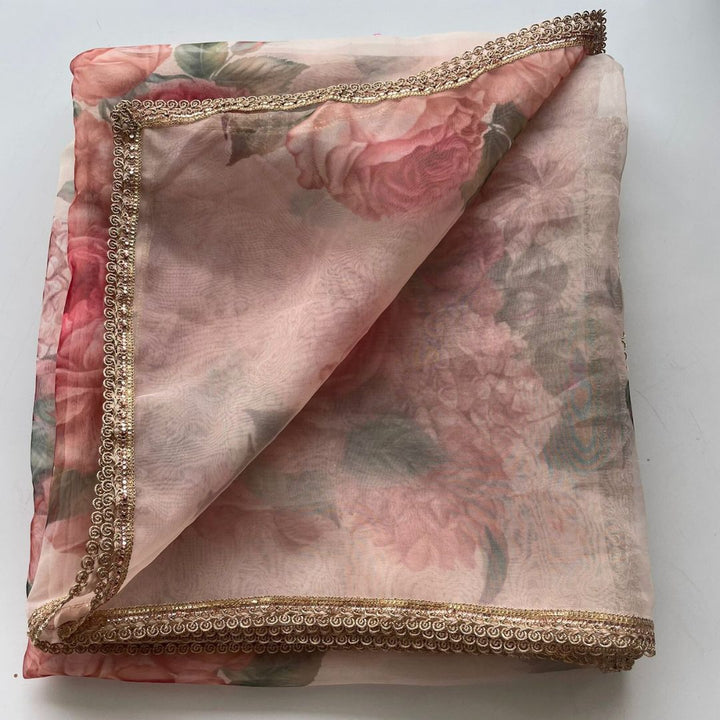anokherang Dupattas Sheer Floral Printed Organza Dupatta