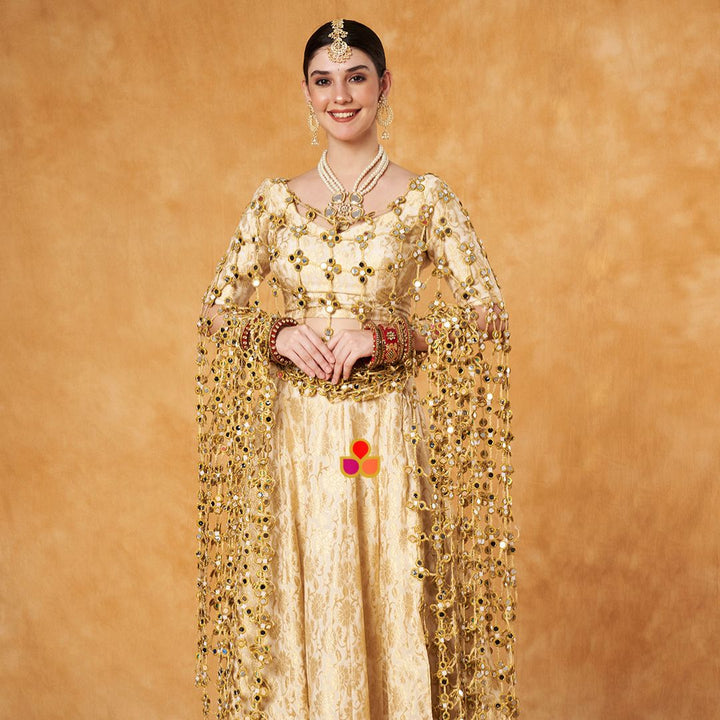 anokherang Dupattas Sheesh Mahal Zari Mirror Work Dupatta