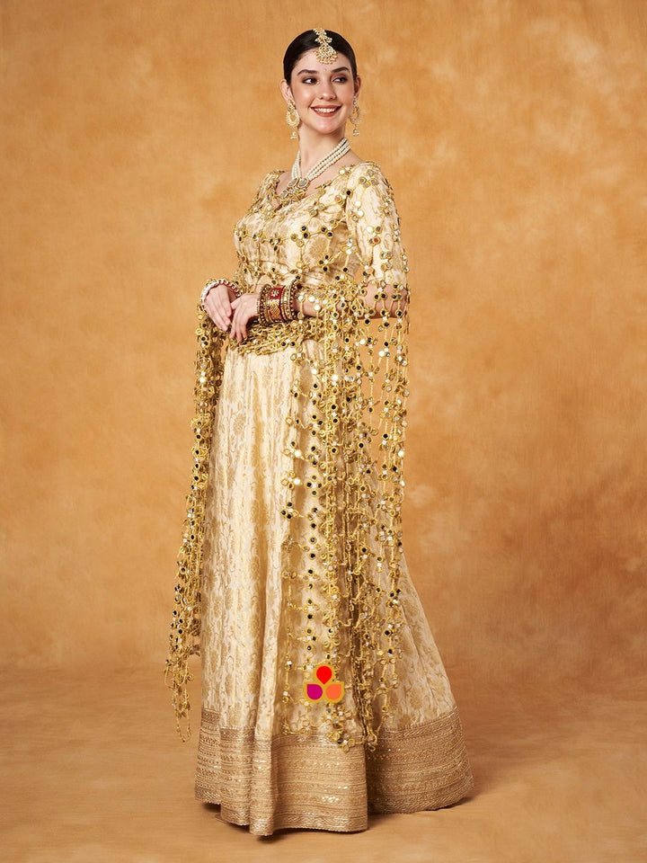 anokherang Dupattas Sheesh Mahal Zari Mirror Work Dupatta