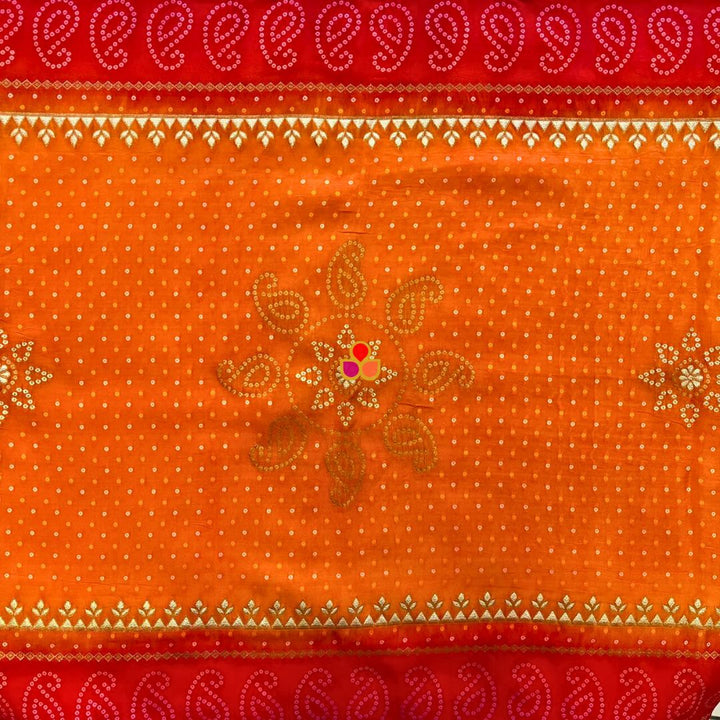 anokherang Dupattas Shringar Red Ornage Bandhej Silk Dupatta