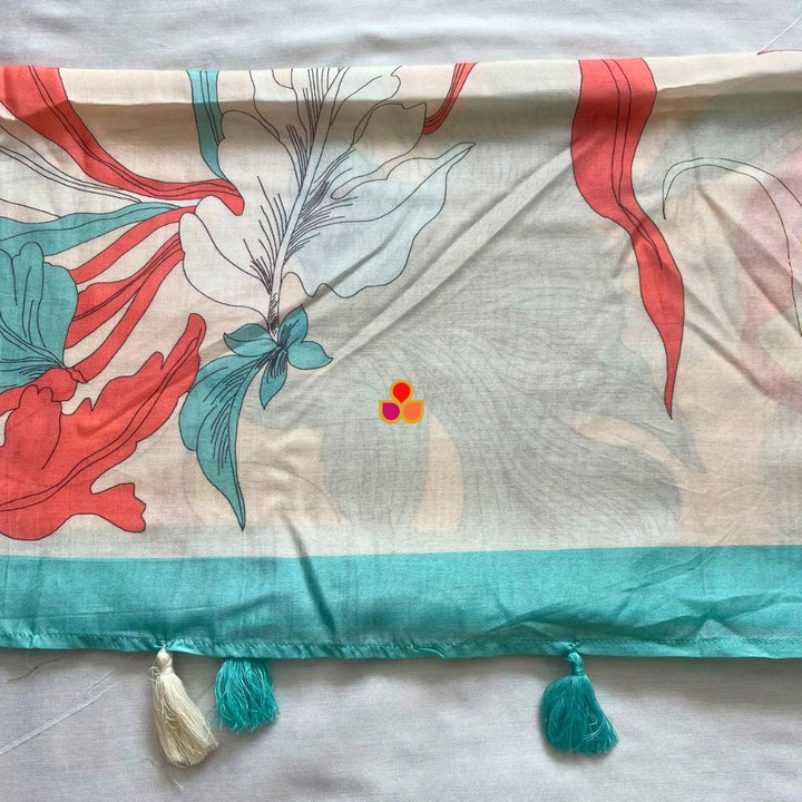 anokherang Dupattas Soft Blue Floral Printed Modal Silk Dupatta