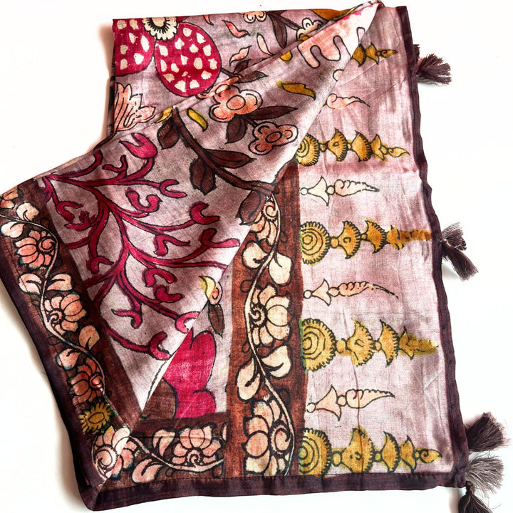 anokherang Dupattas Soft Lavender Floral Printed Modal Silk Dupatta