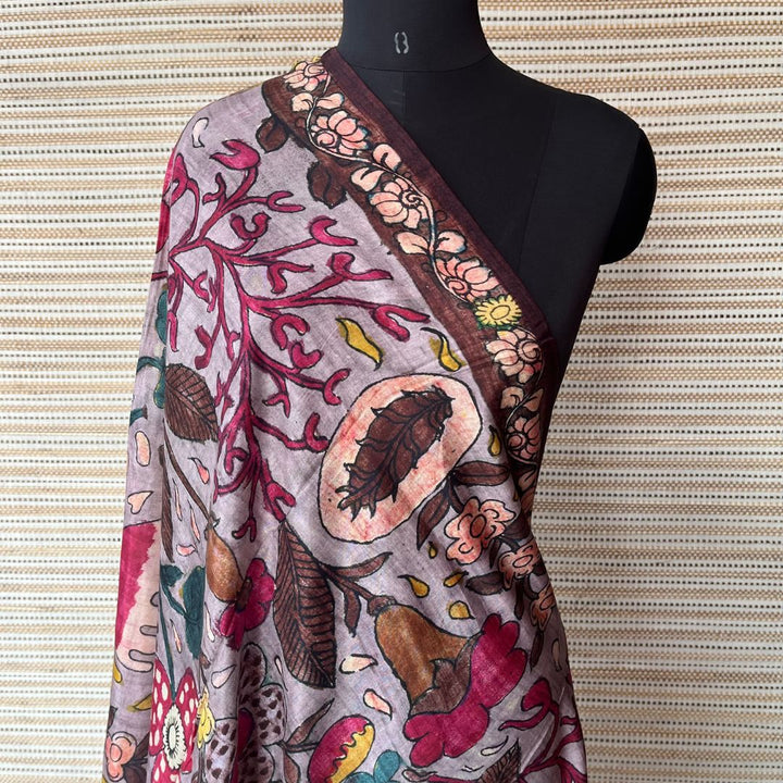 anokherang Dupattas Soft Lavender Floral Printed Modal Silk Dupatta