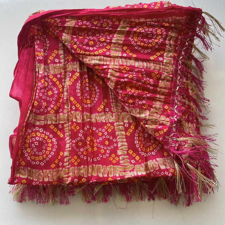anokherang Dupattas Traditional Pink Bandhej Mens Stole